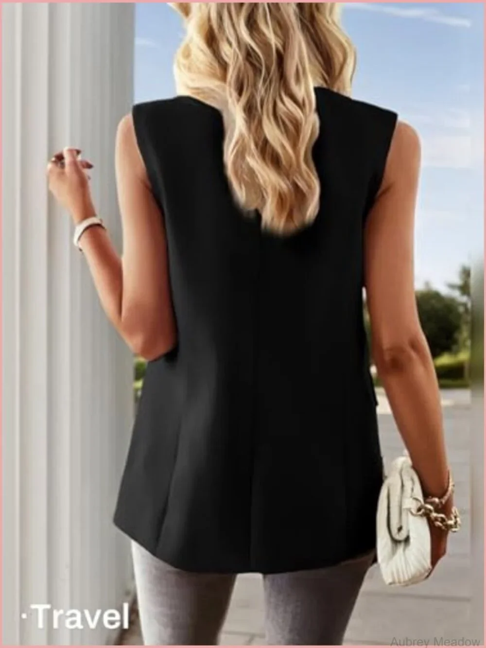Women's Sleeveless Blazer Vest - Lightweight Lined Business Casual Work T